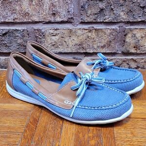 Clarks Artisan Cliffrose Sail Slip On Boat Shoes Blue and Tan Size 9M